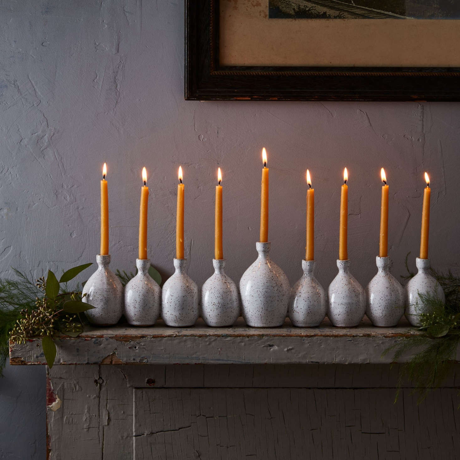 One of our favorite handmade menorahs for , by Brooklyn ceramic artist Rachel Pots.