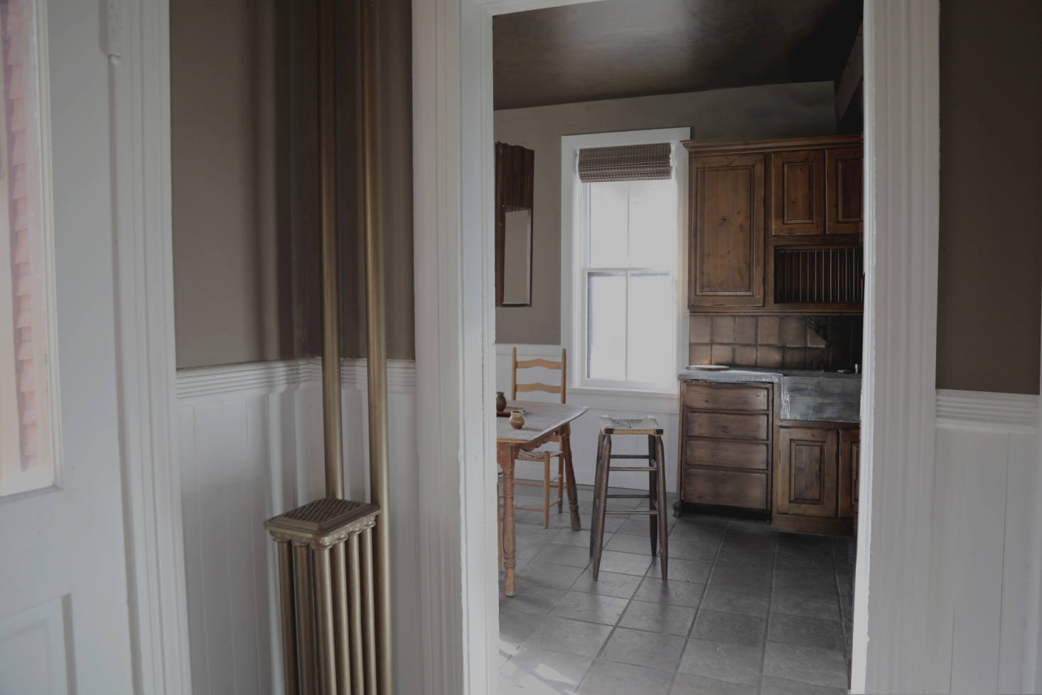 Into the kitchen.