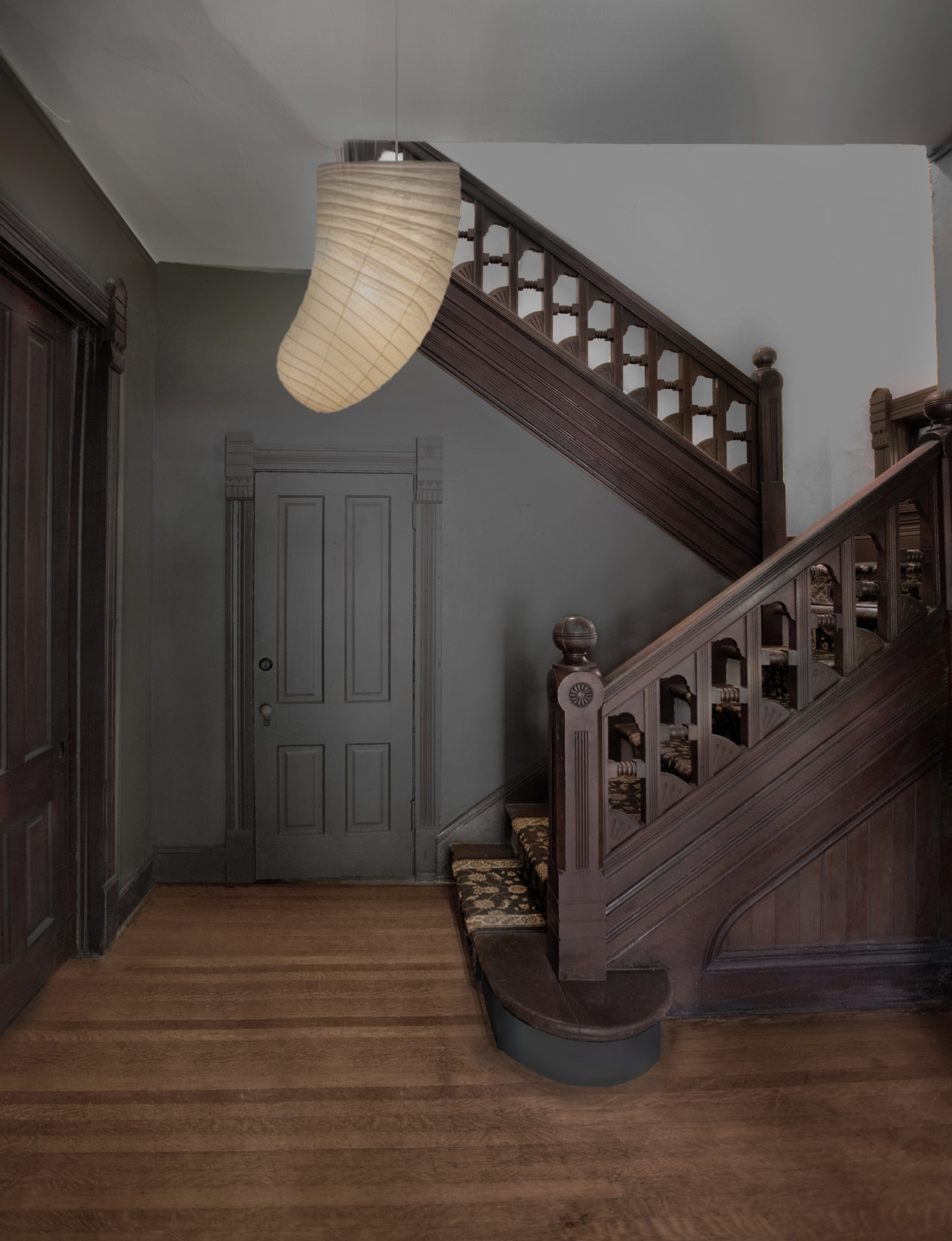 The interiors are defined by their dark, moody palette. 