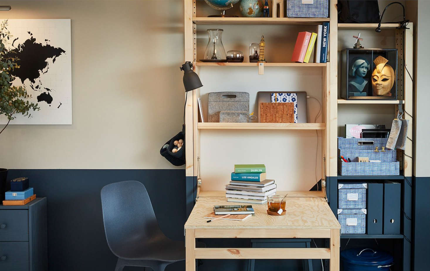 The IKEA Ivar Storage Unit Foldable Table is made of raw pine; $data-src=
