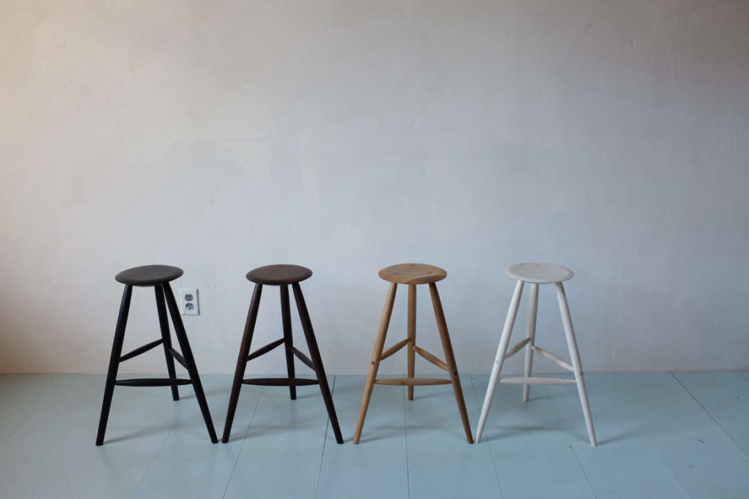 Just four options from the wide array of woods and finishes, from left to right: ebonized, oiled, and bleached American black walnut and bleached maple.
