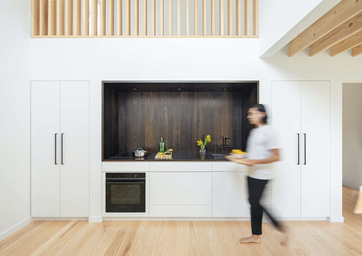 A fleet of now-you-see-them, now-you-don’t Integrated appliances are the perfect fit for a small-space kitchen by architect Landon Brown, including an Integrated CoolDrawer Multi-Temperature Drawer, a ” Integrated Wall Oven, and a ” Four-Zone Induction Cooktop. Photograph by Mark Wickens.