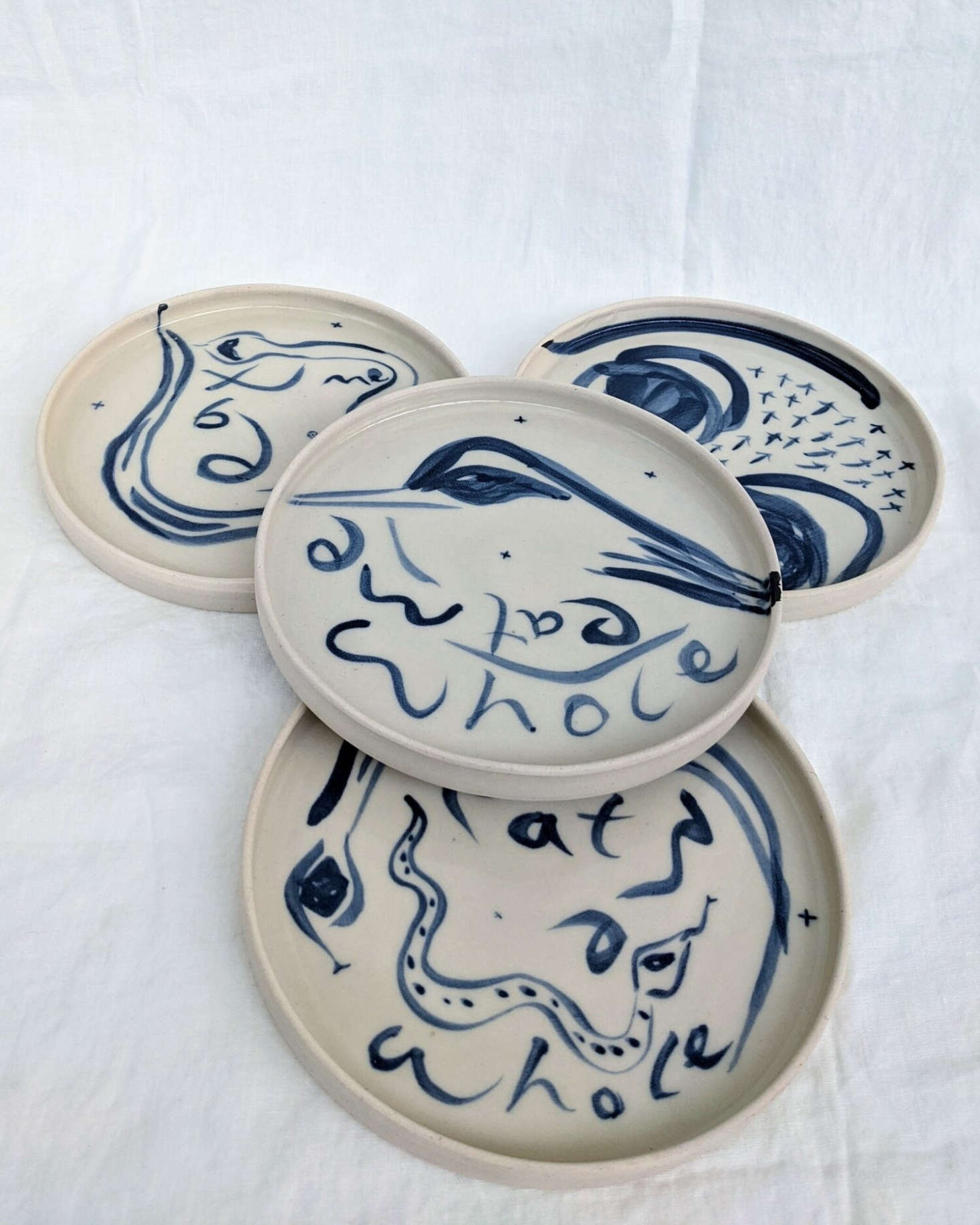 Collings-James released new work this month, but much of it has been sold already, including this set of four Eat Me Whole Plates for £300.