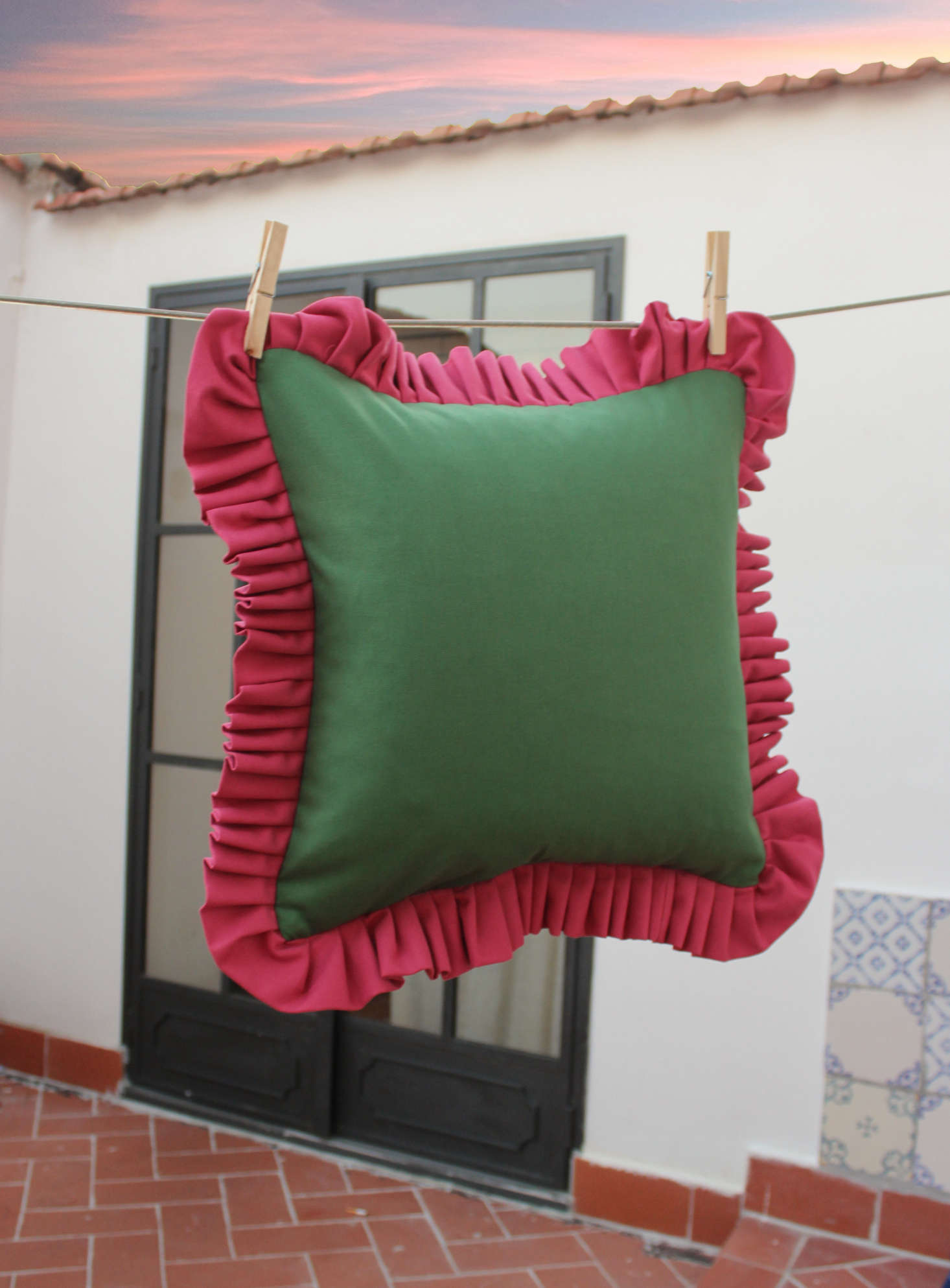 In Casa By Paboy cushions are priced at €85 for the ruffled versions, €75 for fringed, inserts not included—and yes, he ships all over. (Shipping to the States start at approximately €.) Paboy