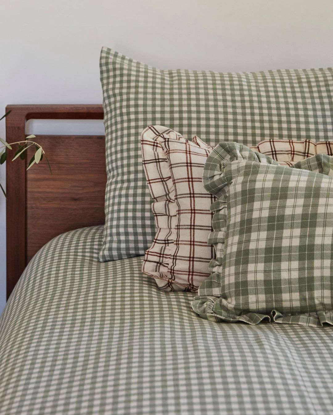 The Mini Gingham Duvet Cover in Sage Green, starting at $5.