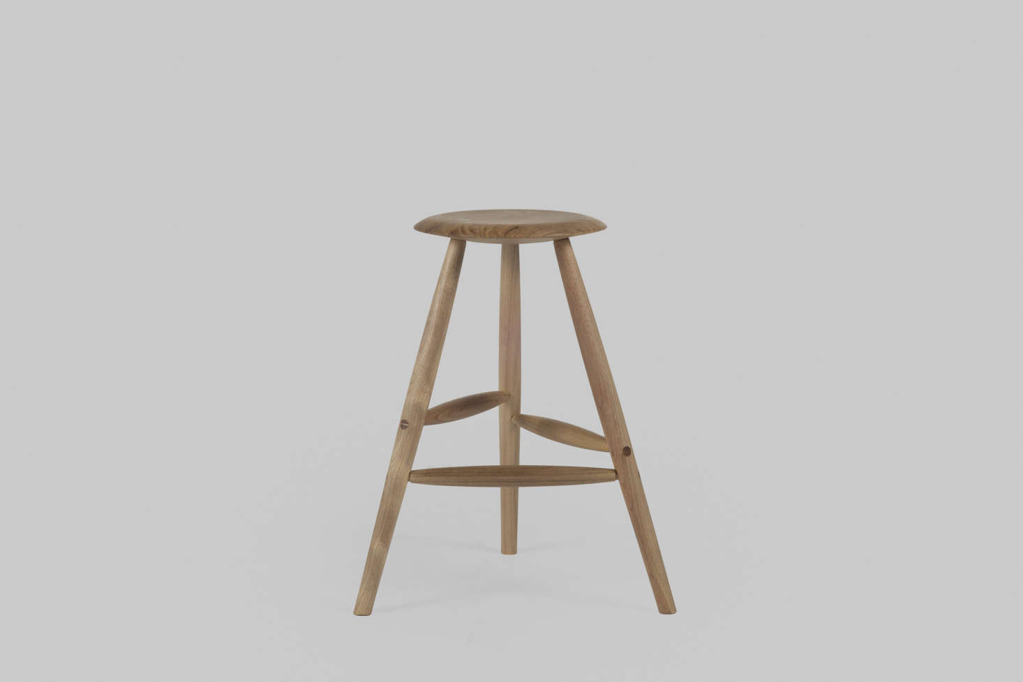 The winner will be able to customize their stool from the selection of woods and finishes; this is the stool in bleached walnut.