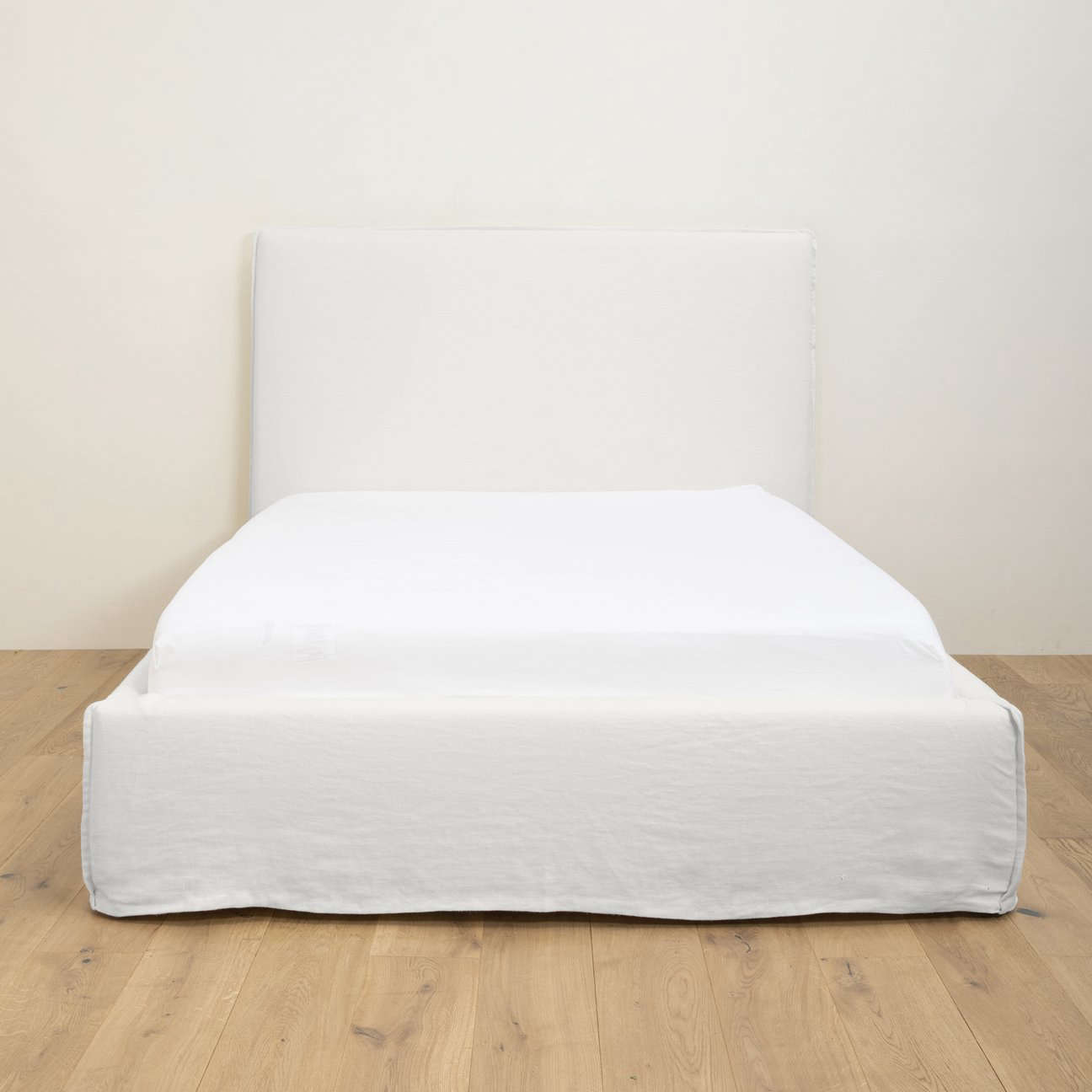 The Buddy Bed is a slipcovered platform bed, made in LA for Shoppe Amber; prices start at $4.0 for the full size.