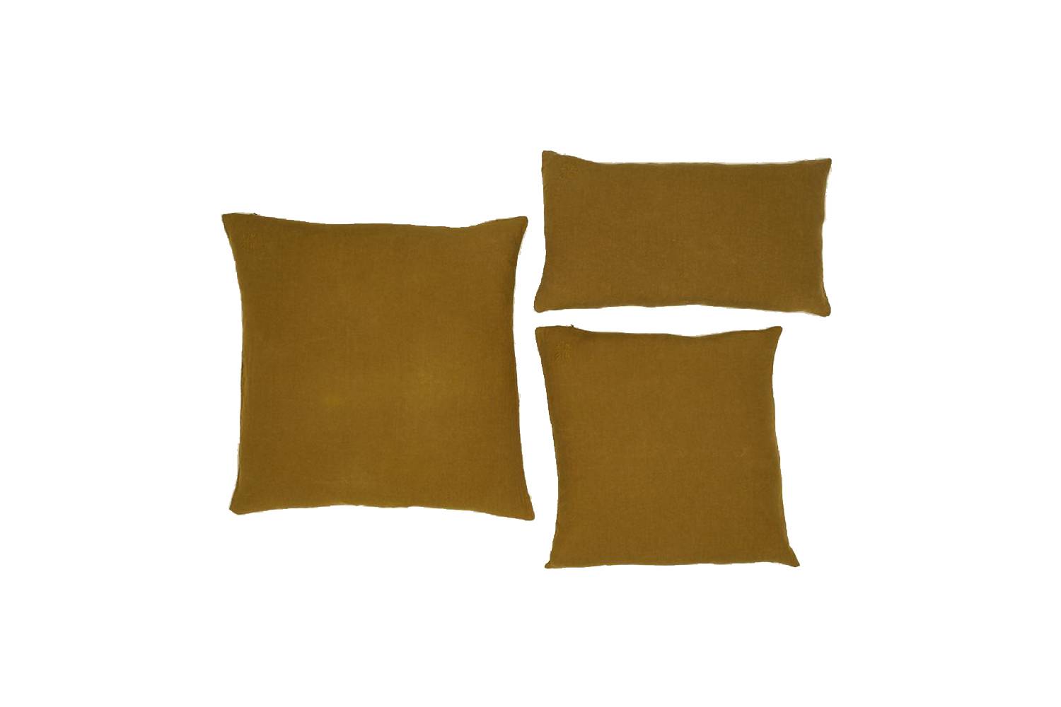 simple linen pillows in bronze are \$85 at hawkins new york. 46