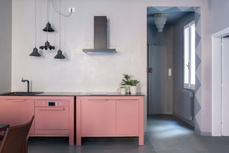 very simple kitchen pink