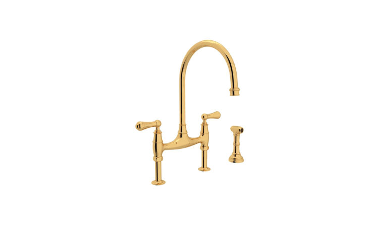 the perrin & rowe georgian era bridge faucet in unlacquered brass is \$\2,7 23