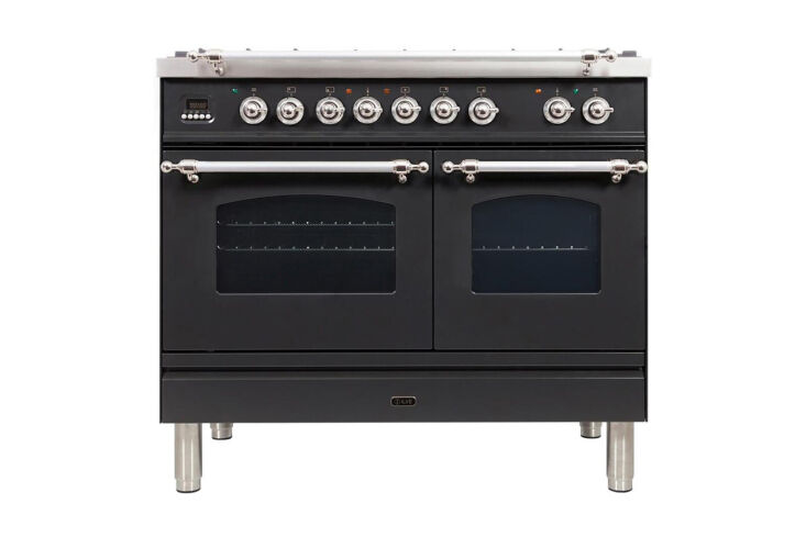 the range is the ilve nostalgie dual fuel natural gas freestanding range, \$7,6 23