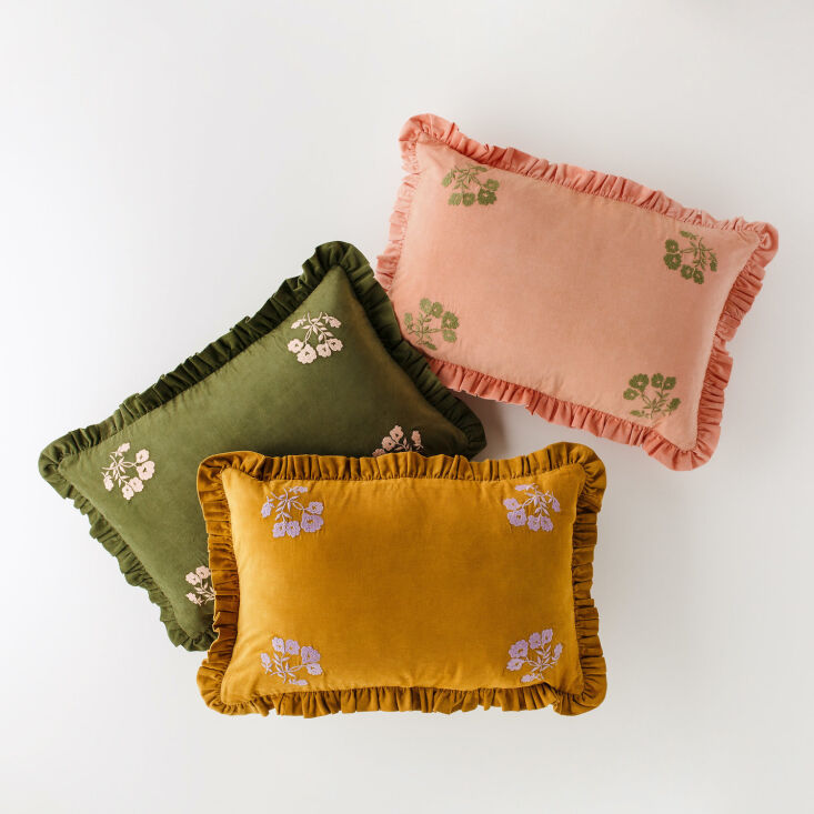 leinikki ruffled and embroidered cushions by projekti tyyny are available from  19