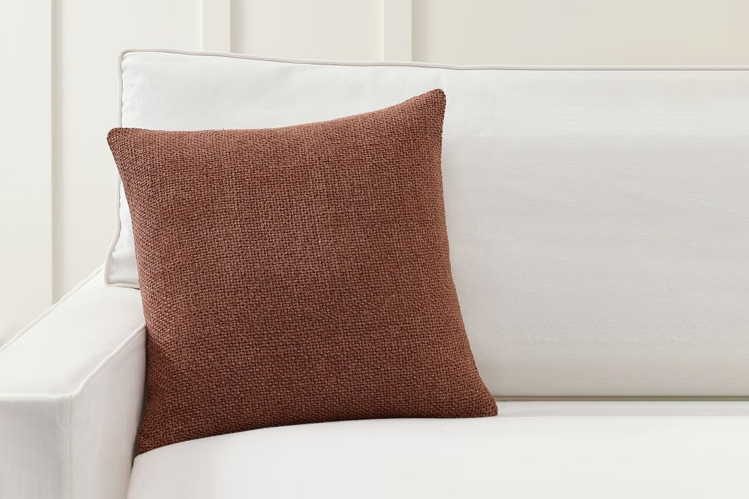 the faye linen textured pillow cover in clay is \$59 at pottery barn. 29