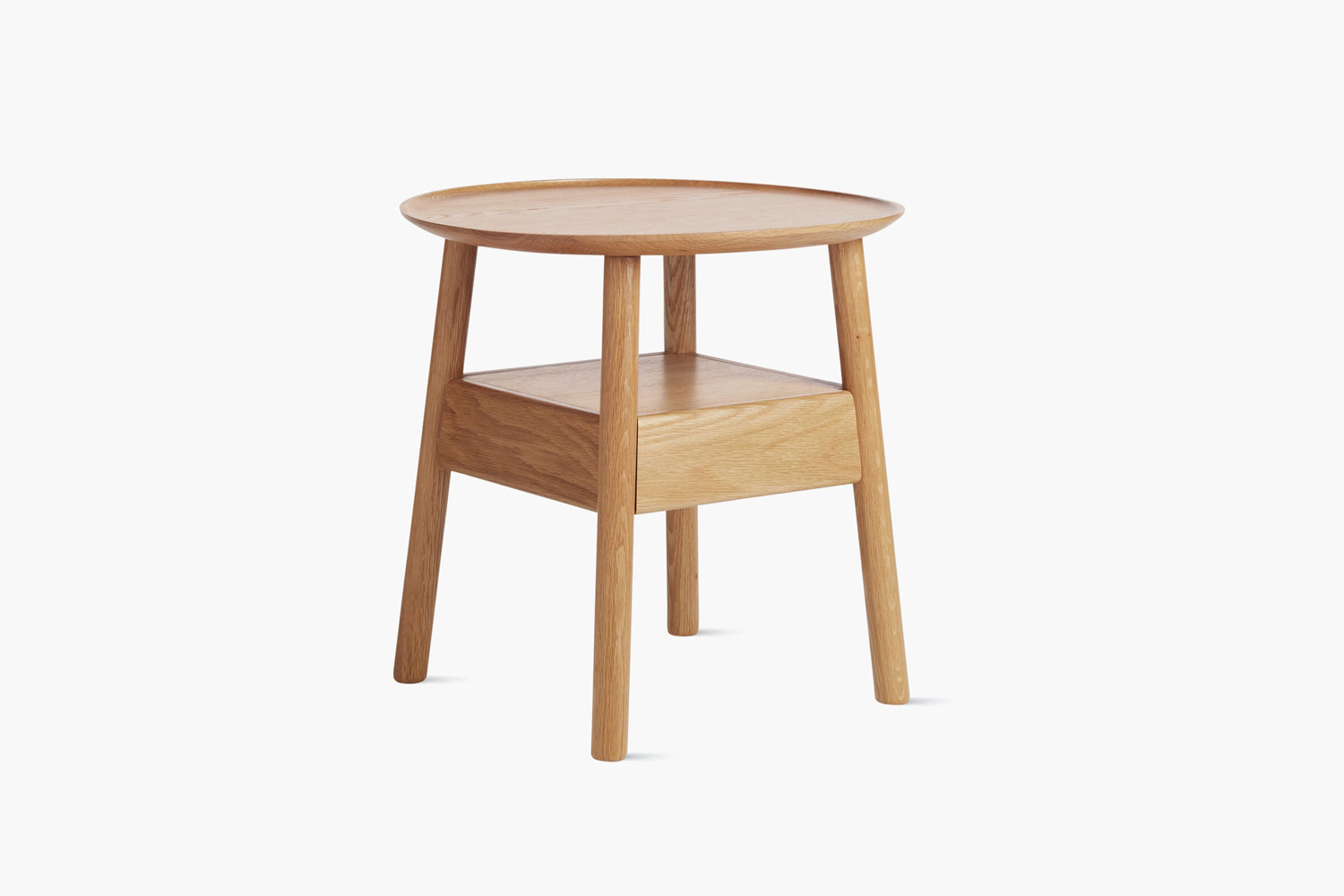 the edge bedside table in oak or walnut is designed by gabriel tan for design w 17