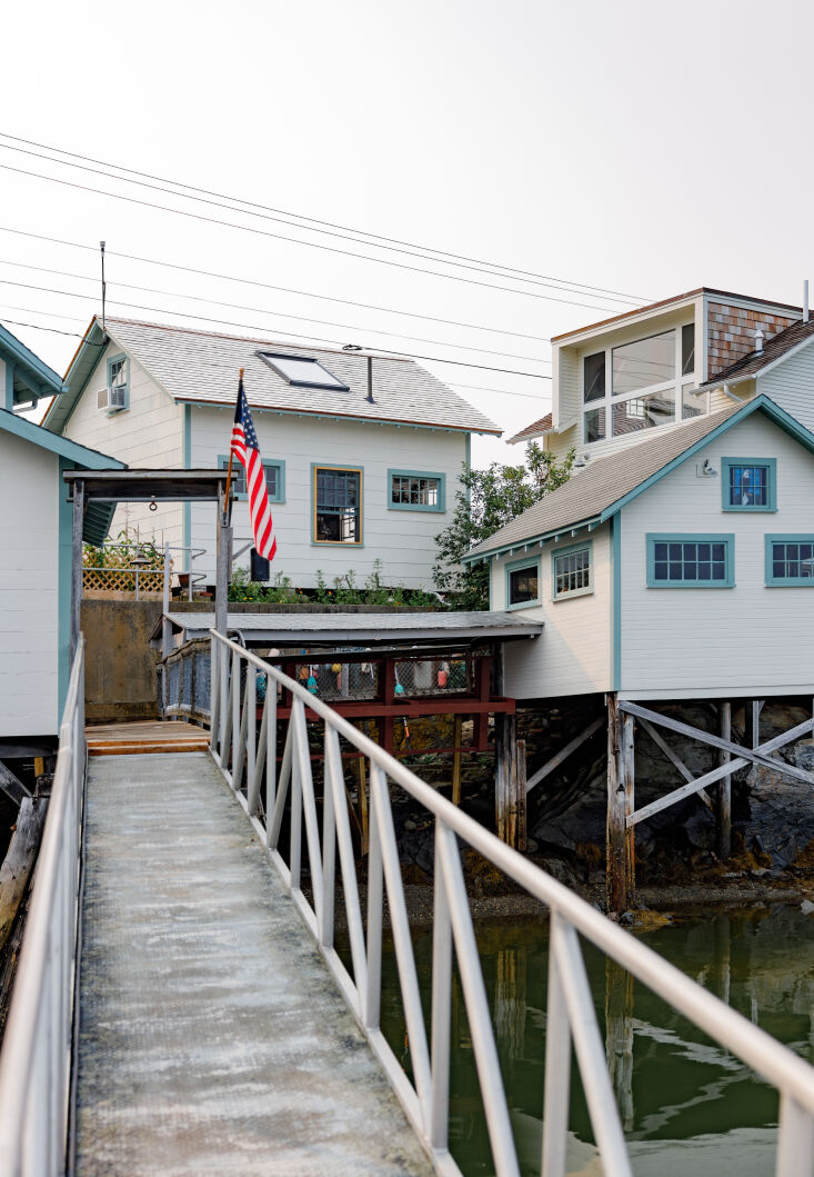 the cluster of buildings as seen from the dock. at the center, with the skyligh 17