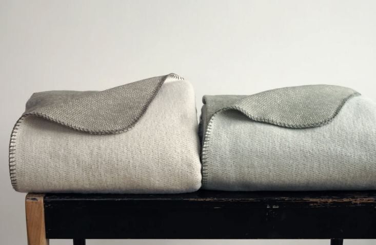 the brushed cotton wyatt blanket is fully reversible; \$\250 for the queen size 22