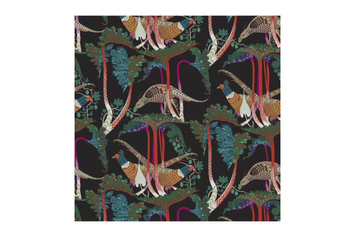 designed by artist klaus haapaniemi, the pheasants wallpaper is \$304 for a rol 20