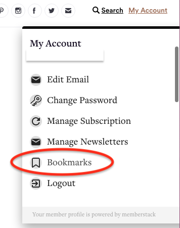 access and manage all of your bookmarks at any time from the my account dropdow 23