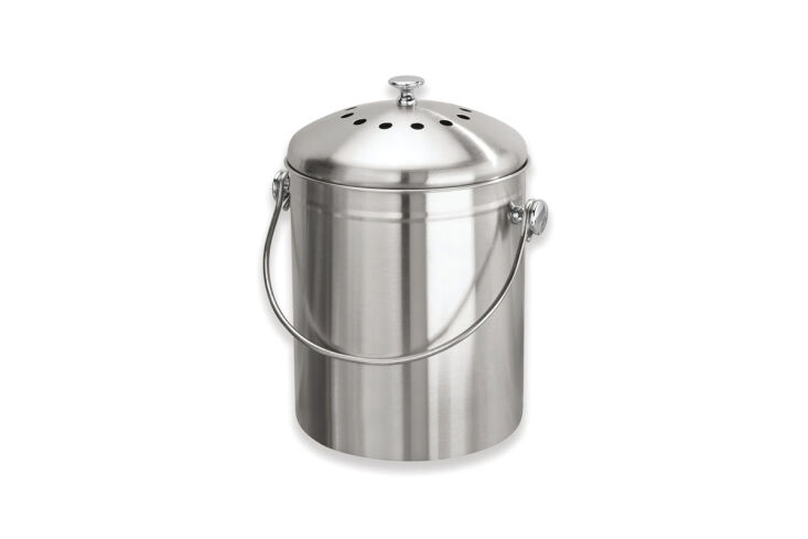 a budget find: the idesign brushed stainless steel compost bin is currently on  21