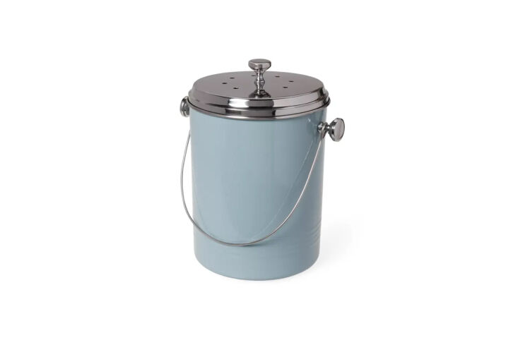 simple and cheerful: the large painted stainless steel compost pail is \$44.99  18