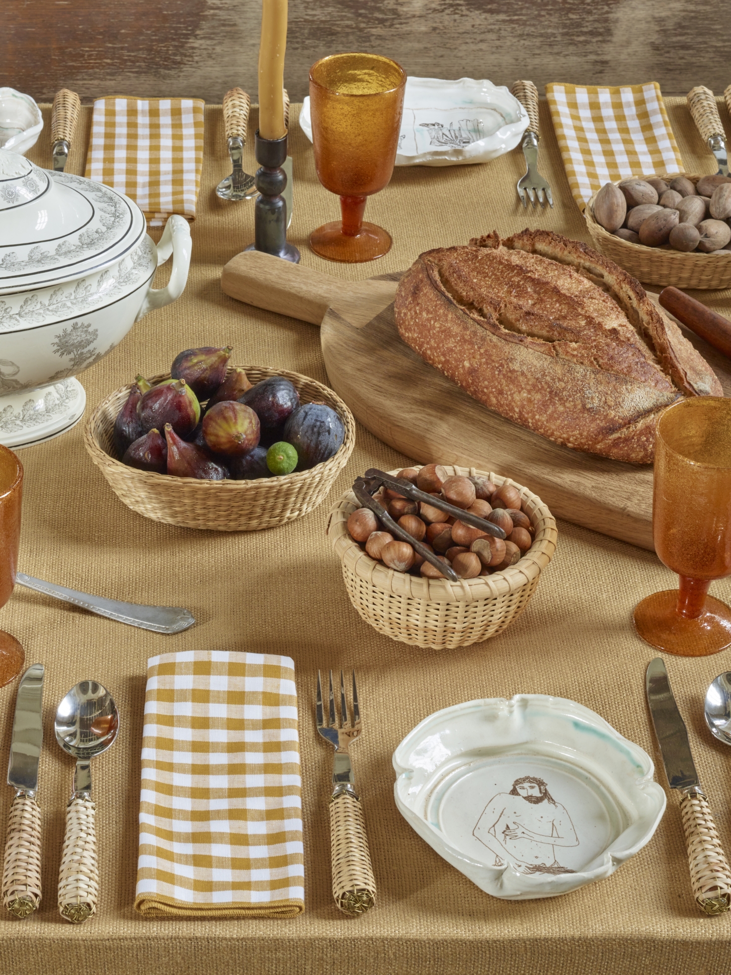 a tablescape pairs jaunty gingham with eglin&#8\2\17;s ceramics, twisted be 16