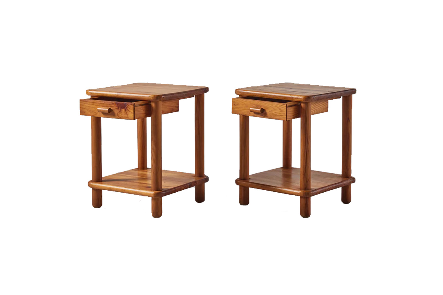 available at nickey kehoe, the pair of pierre chapo style side tables is \$3,60 21