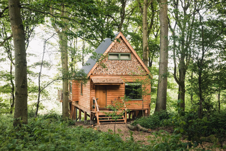 the treehouse—a house amid trees—is located on the bald spot of a very stee 17