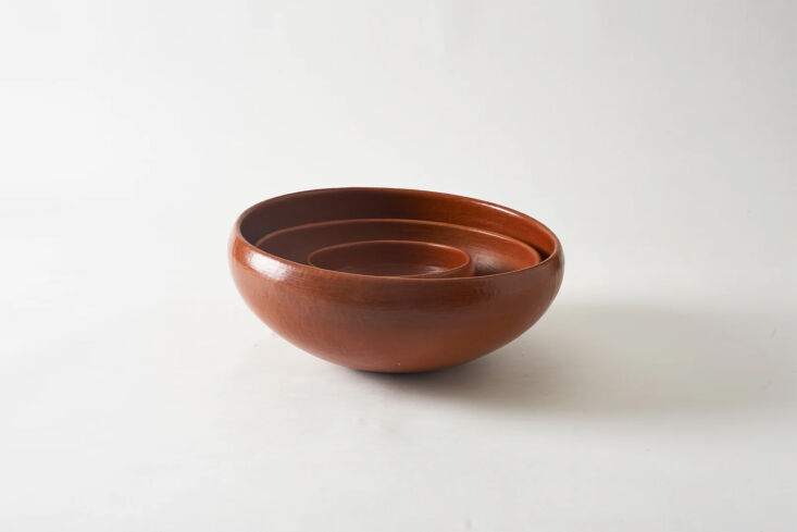 the large red clay round bowls start at \$\150 from march. 28