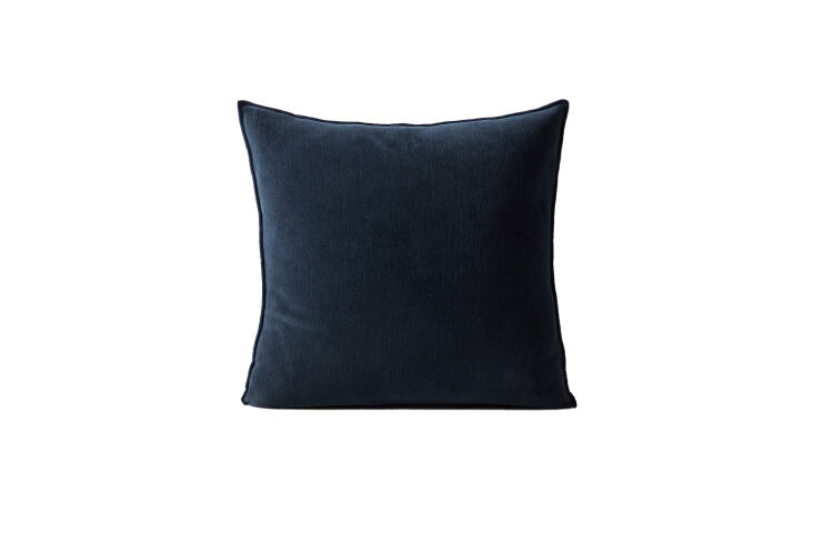 the doux navy blue cotton throw pillow cover is \$59.95 at cb\2. 22