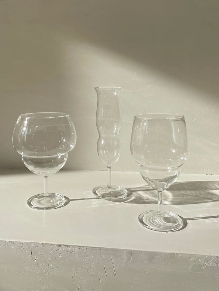 also available: the nalini champagne flute, shown here at center; \$\28. 20