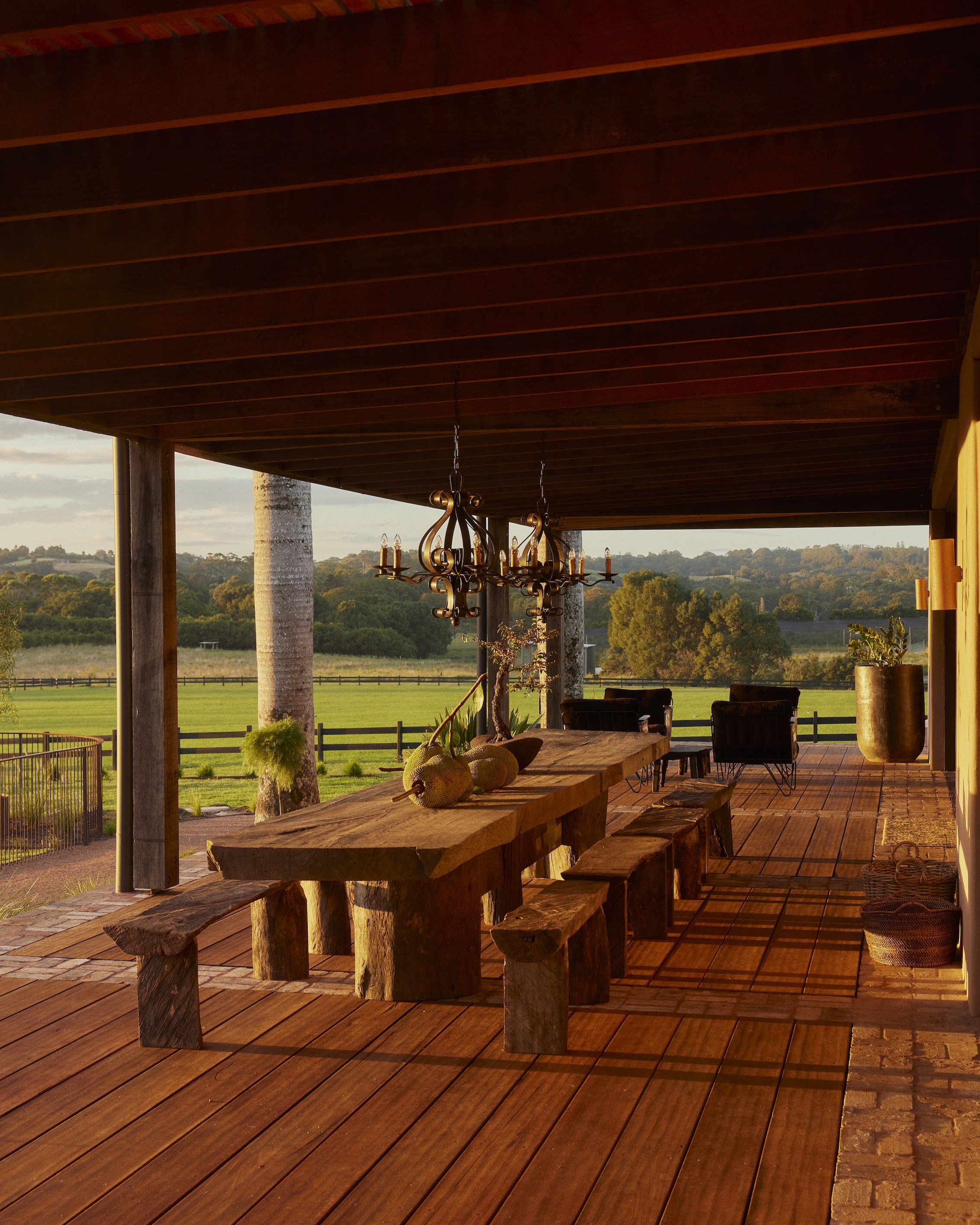 the back porch overlooks the swimming pool and cross country riding course. the 19