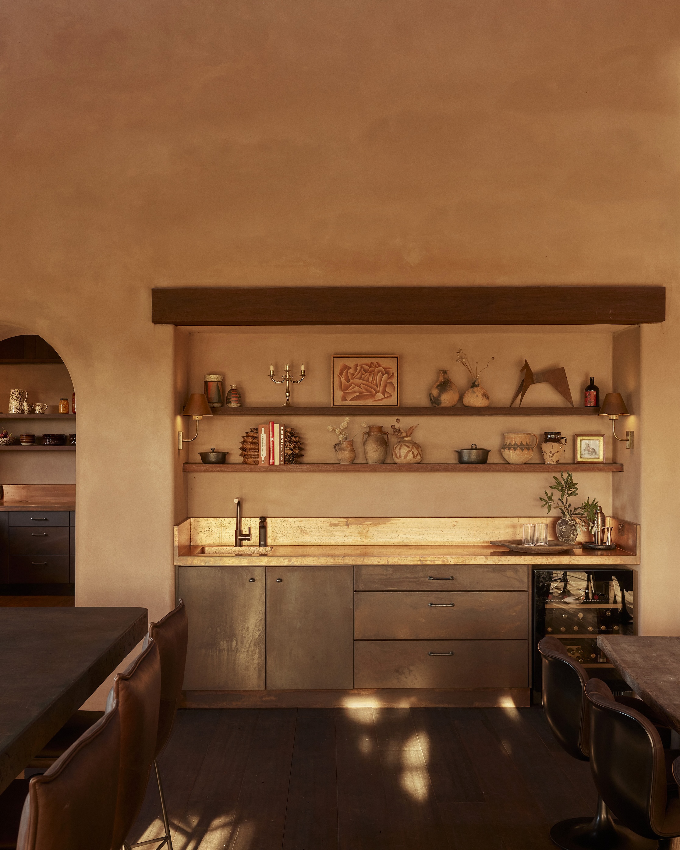 the custom cabinets are corten steel and the countertops are copper. photograph 23