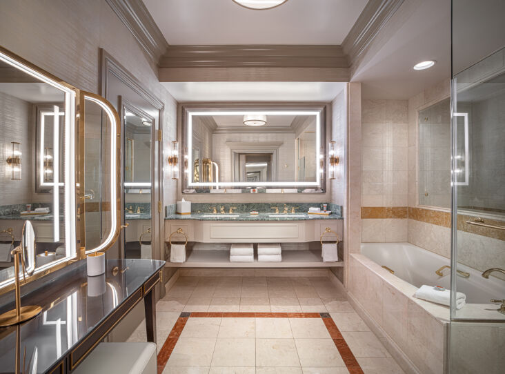 each ensuite bathroom was designed to reflect the traditional opulence of the o 23