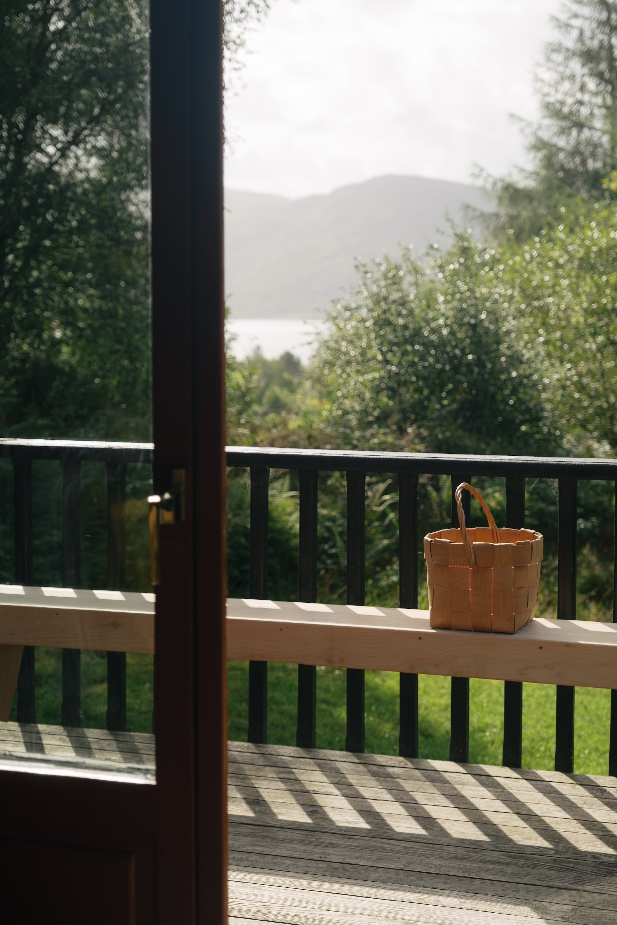 the deck overlooks the water. 28