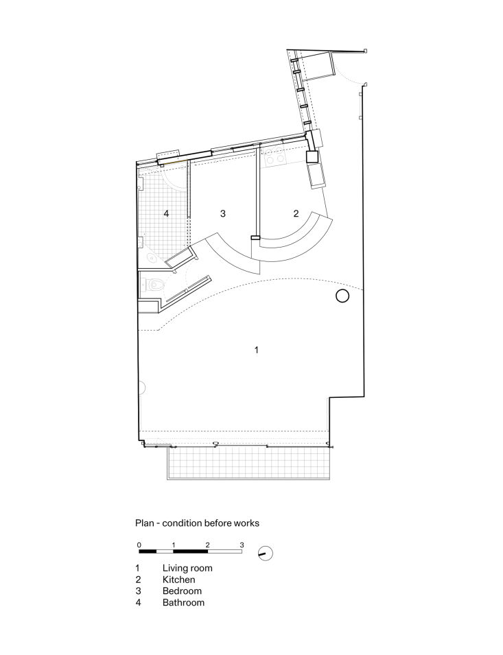 the apartment layout following the \1970s remodel; the condition before rreel b 34