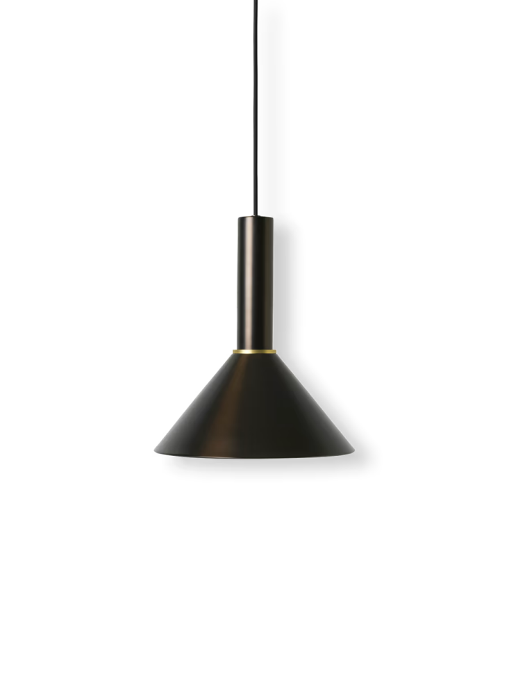 the ferm living cone shade in black brass is \$\169. 27