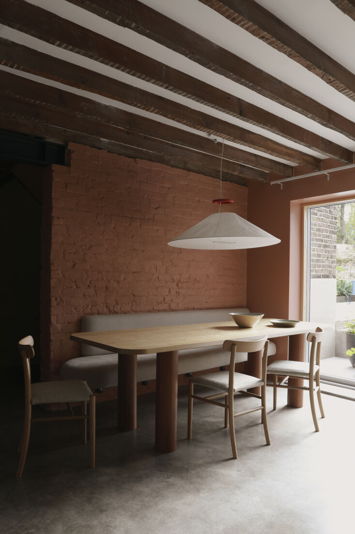 the built in bench upholstery is from the cloth shop in notting hill. the dinin 18