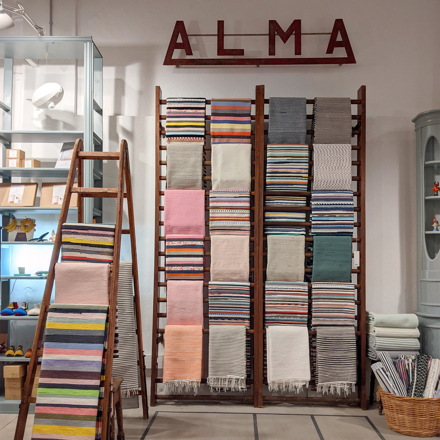 rugs and runners woven from scrap fabric: an inspired example of upcycling. alm 25