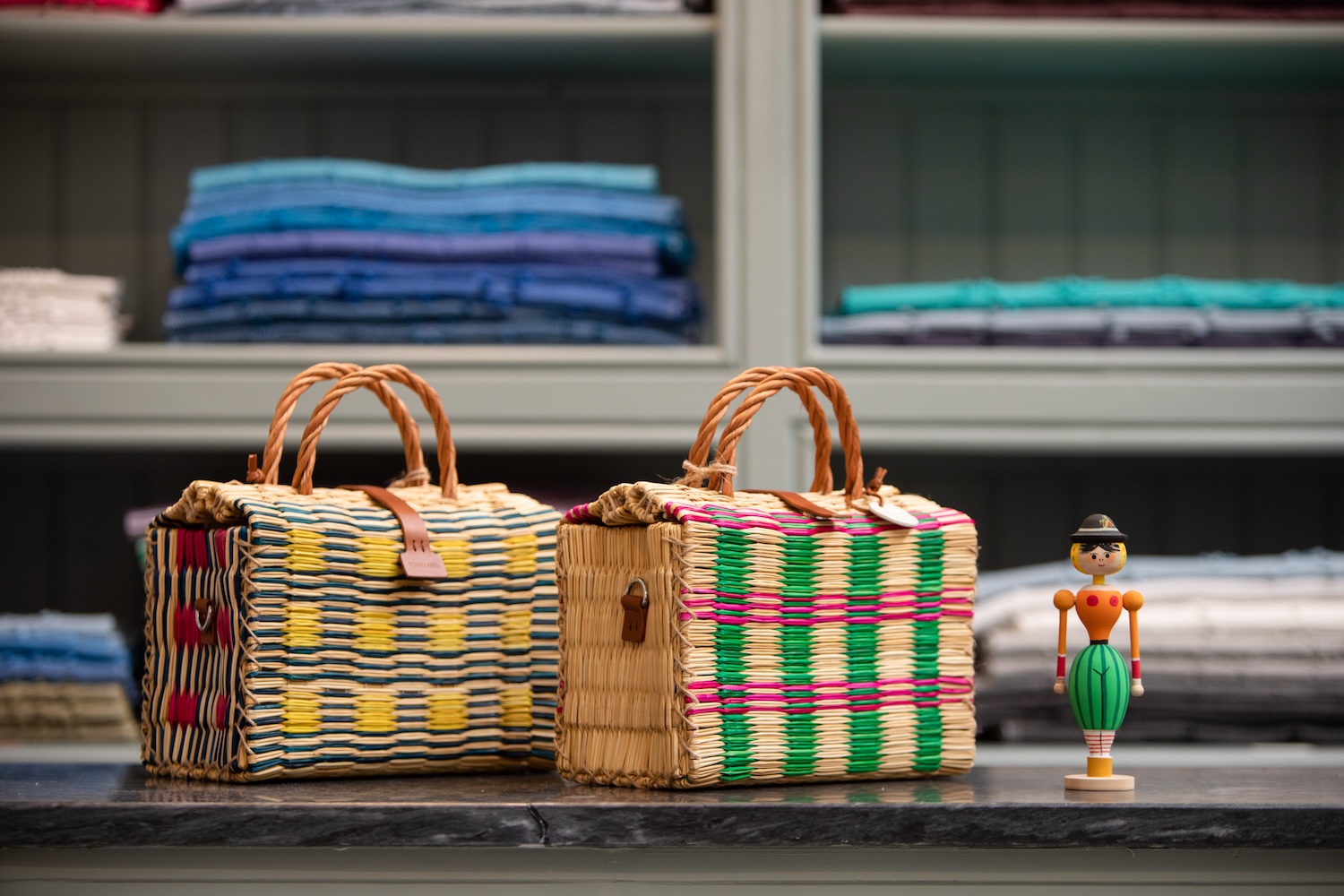 depozito\2\17;s brightly colored straw bags are made by toino abel, a n 20