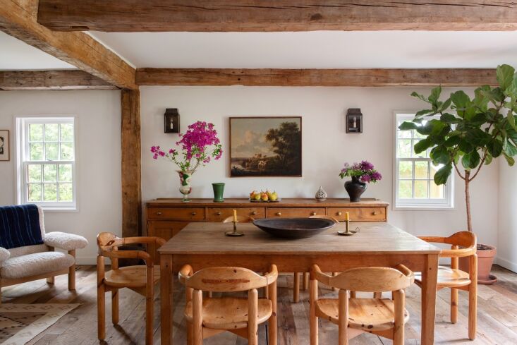 the house\2\17;s wide board flooring is newly added—its salvaged ceili 26