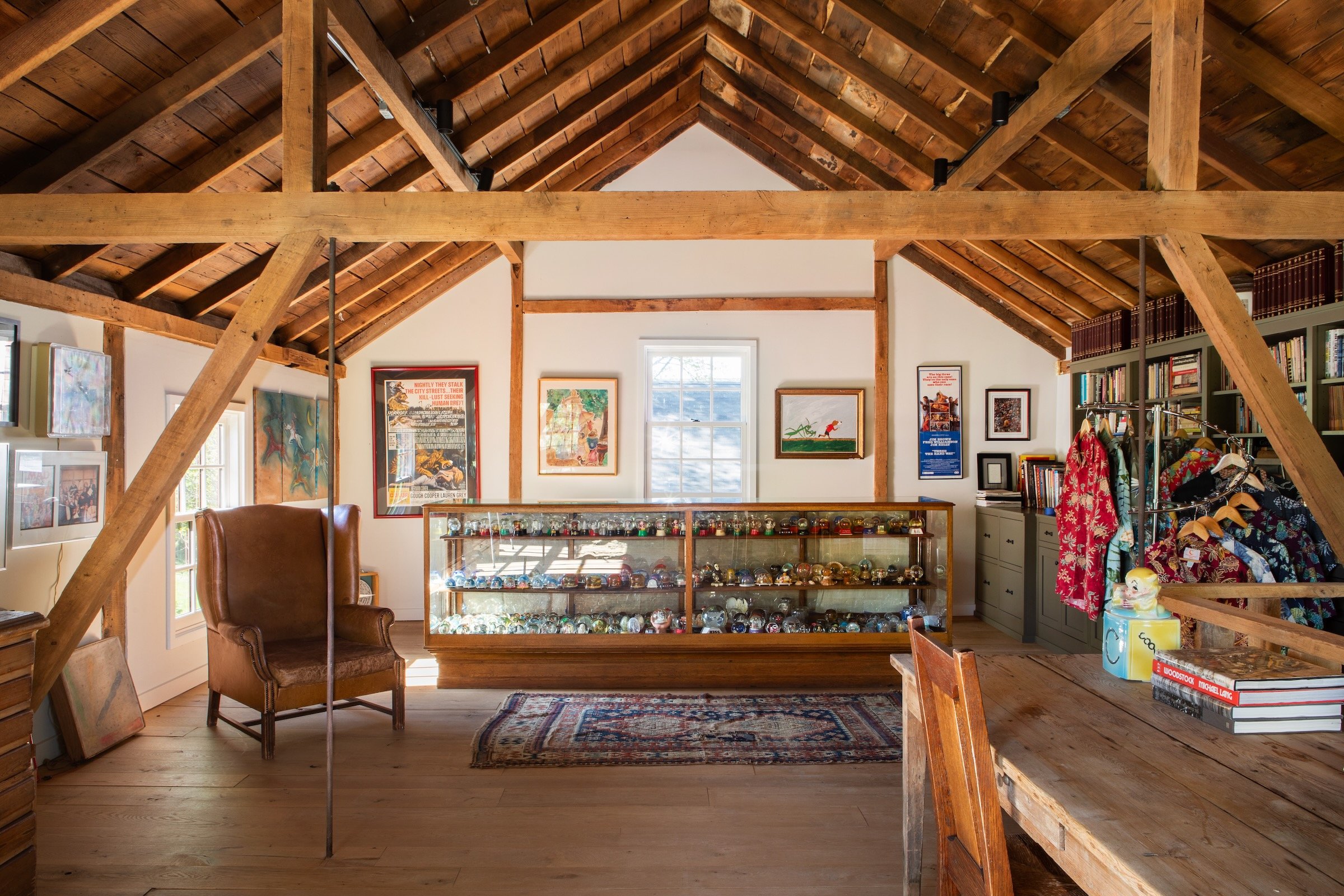 a glimpse of corbin\2\17;s barn office showcasing his snow globe and haw 40