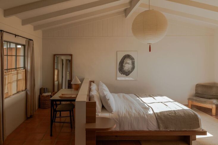 an airy, open guest room in the redone motor lodge itself. included: white wash 23