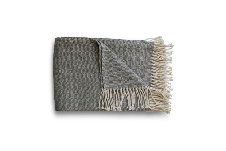 the cotton herringbone throw in oyster is \$\2\16 from evangeline linens. 25