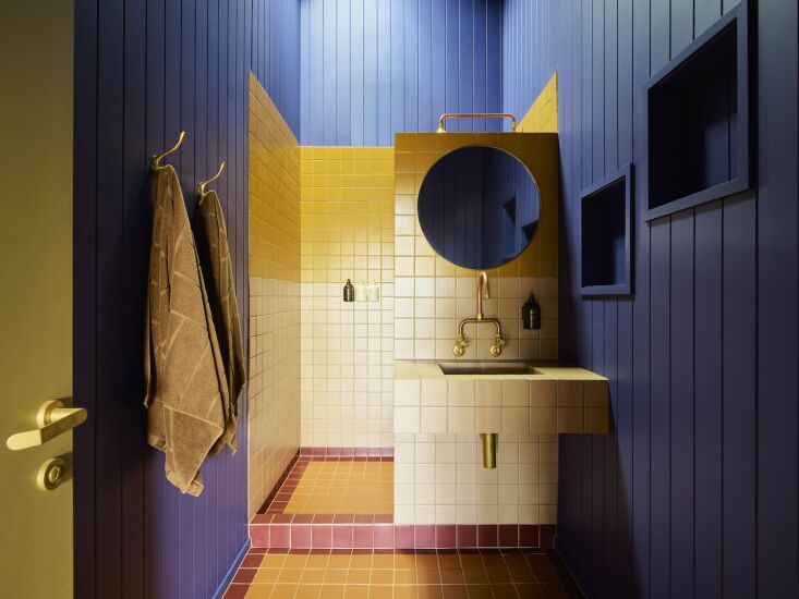 not your grandparents\2\17; ranch bathroom: painted paneling, geometric 24