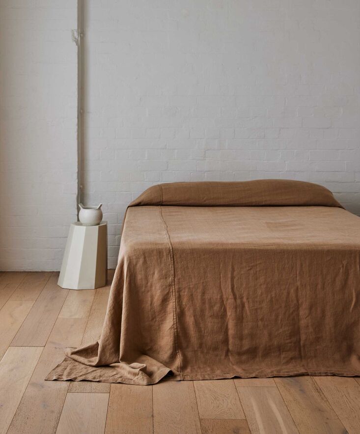 from cultiver, the heavyweight linen bedcover in sand is \$650 (also available  23
