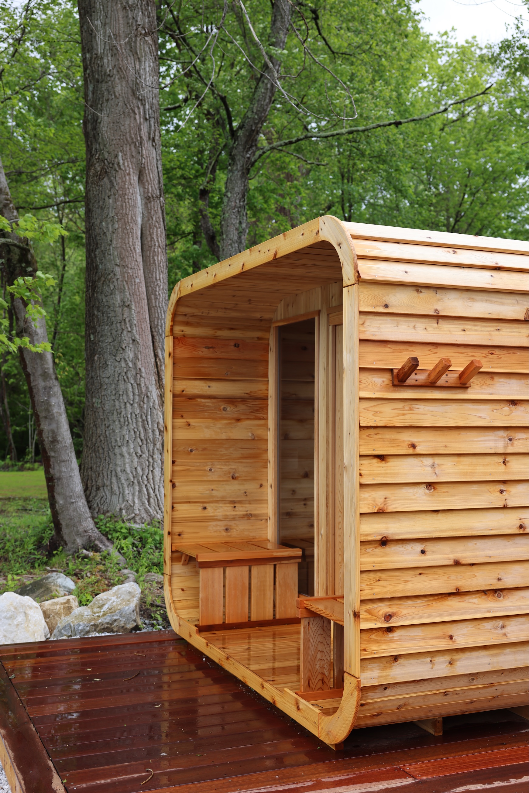 one of two lakeside saunas. photograph by allie goldberg. 28