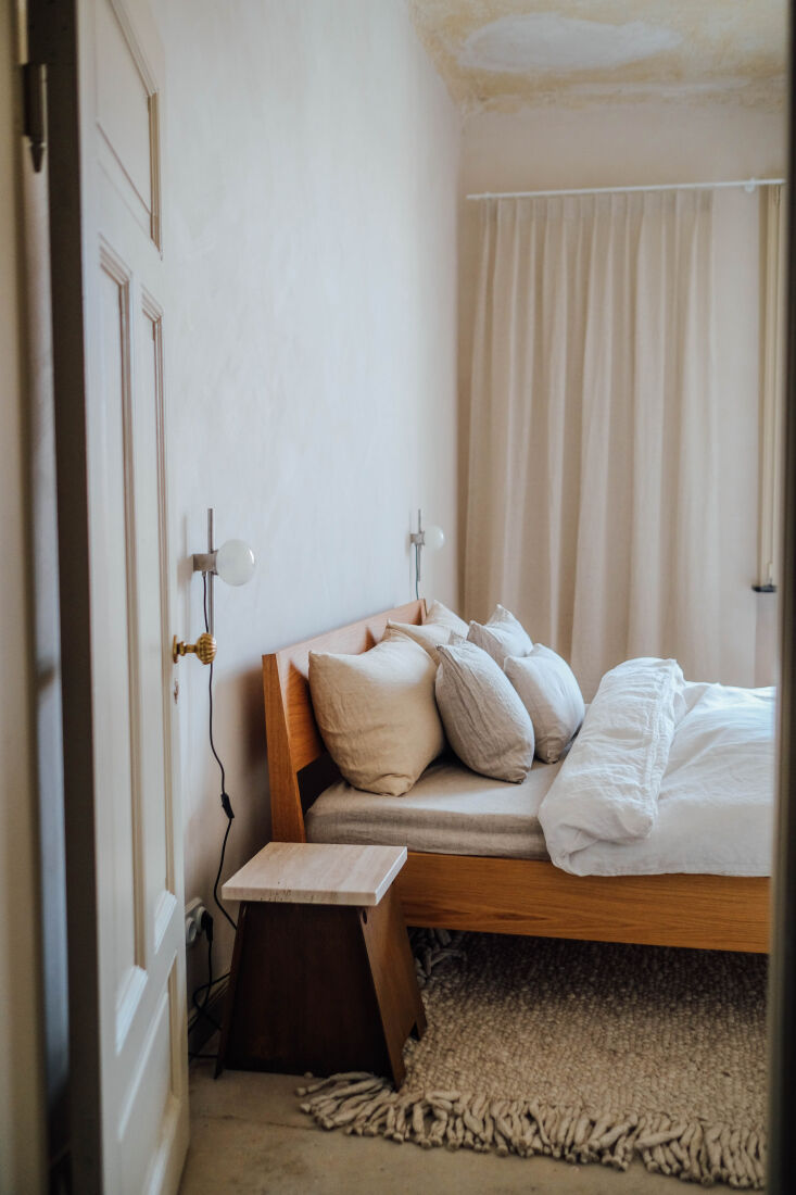 and a peaceful third bedroom is not wanting for texture: as in the rest of the  32