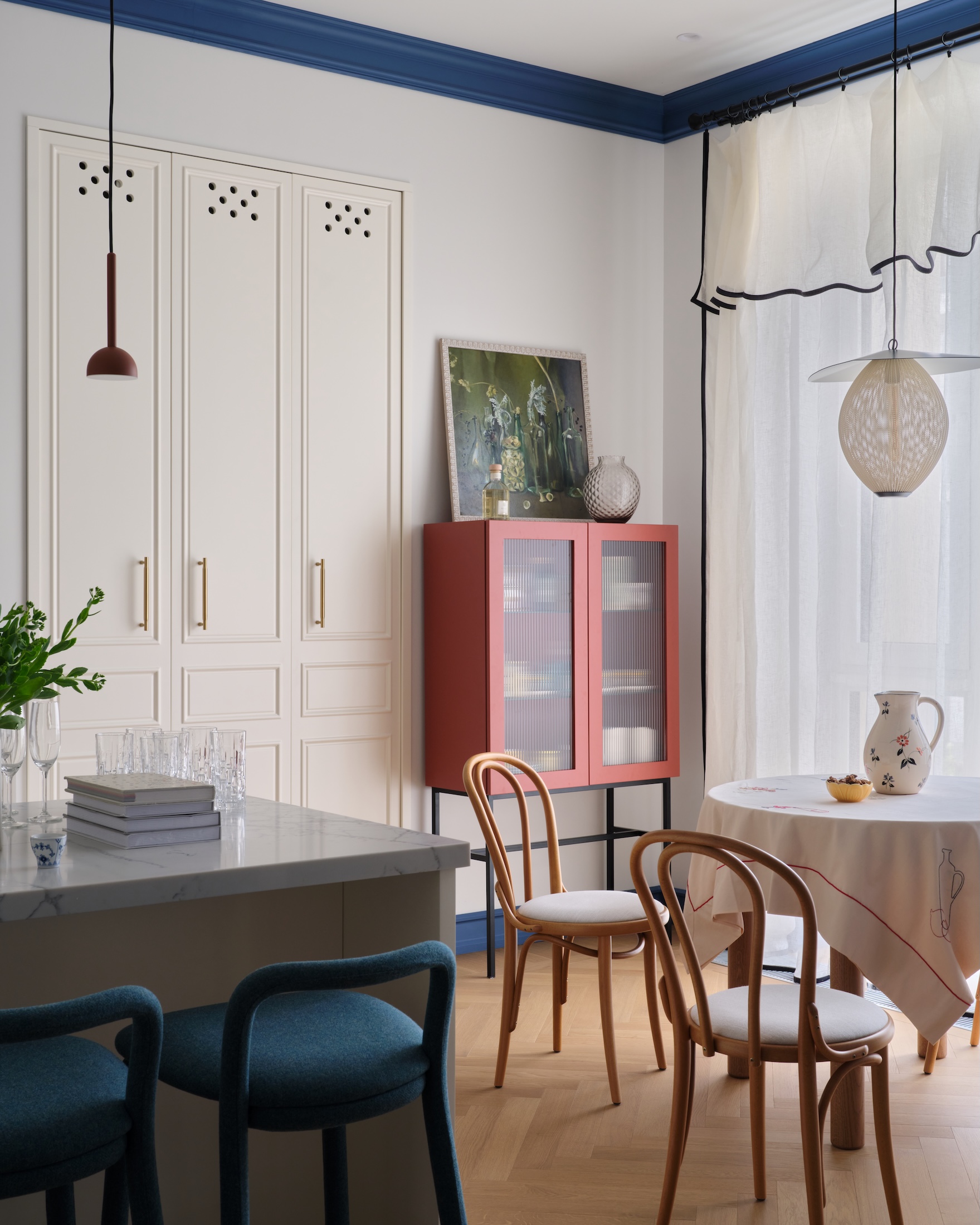 the pantry doors as well as the fridge and stove baseboard have old fashioned v 23
