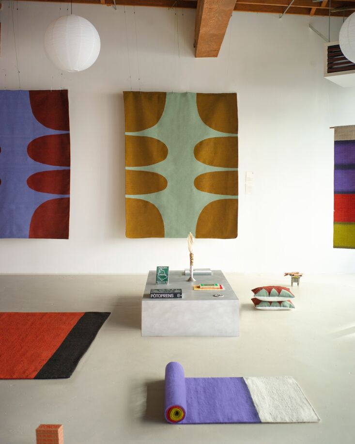 rugs, throws, and ceramics are both for sale and presented in a gallery like co 22