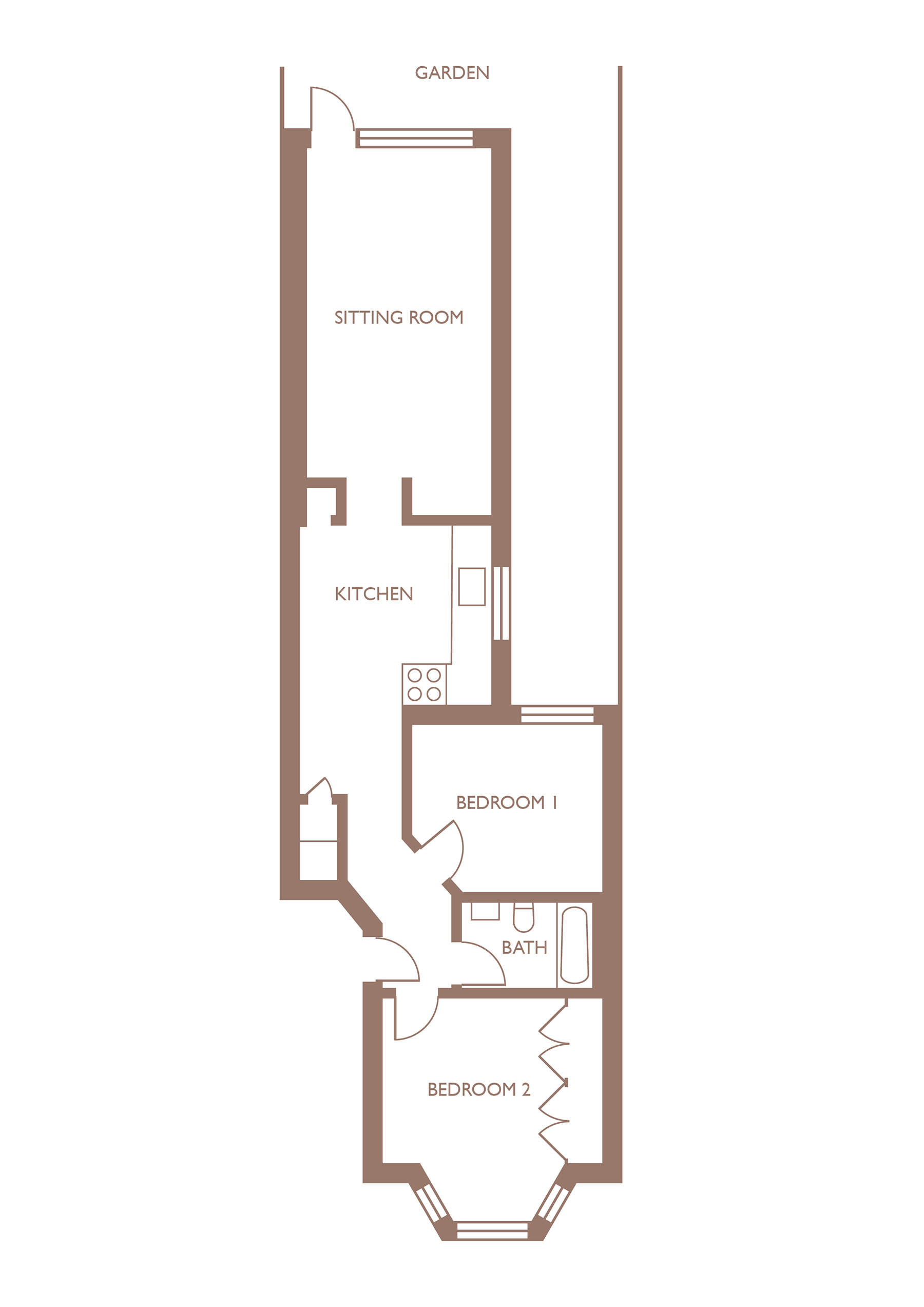 the bedrooms and bath are clustered in the front and the living areas are orien 35